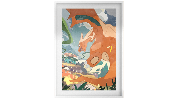 Framed Charizard Venusaur Battle TCG Print