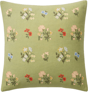 Embroidered Floral Pillow Cover