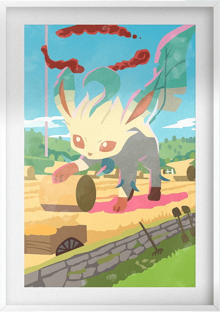 Framed Leafeon Farming TCG Print