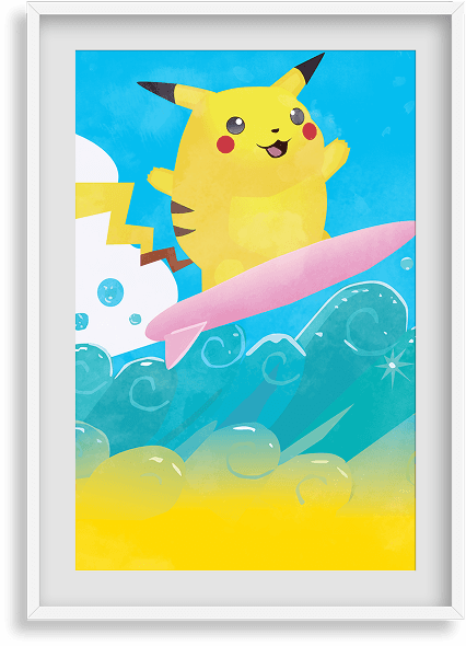 Framed Surfing Pikachu TCG Print