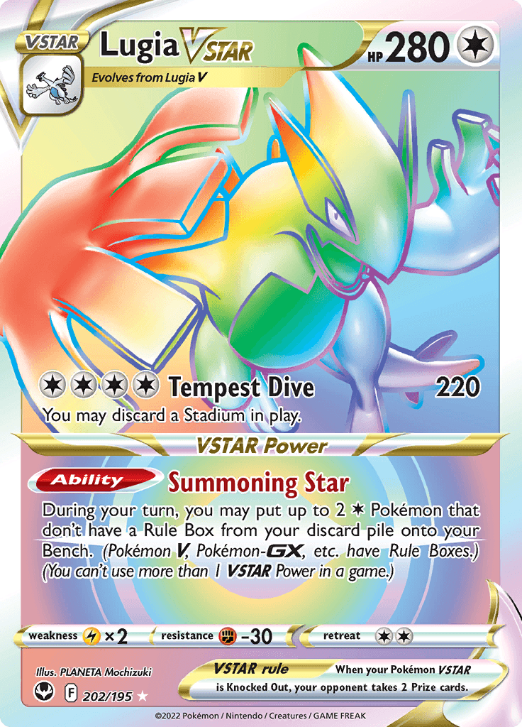 Silver Tempest Rainbow Secret Lugia VSTAR 202