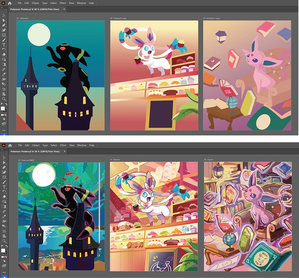 Palette Town artist Kelly Warpechowski drawing an original Pokémon card illustration