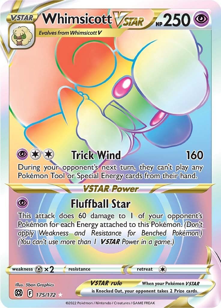 Brilliant Stars Whimsicott VSTAR Rainbow Rare 175