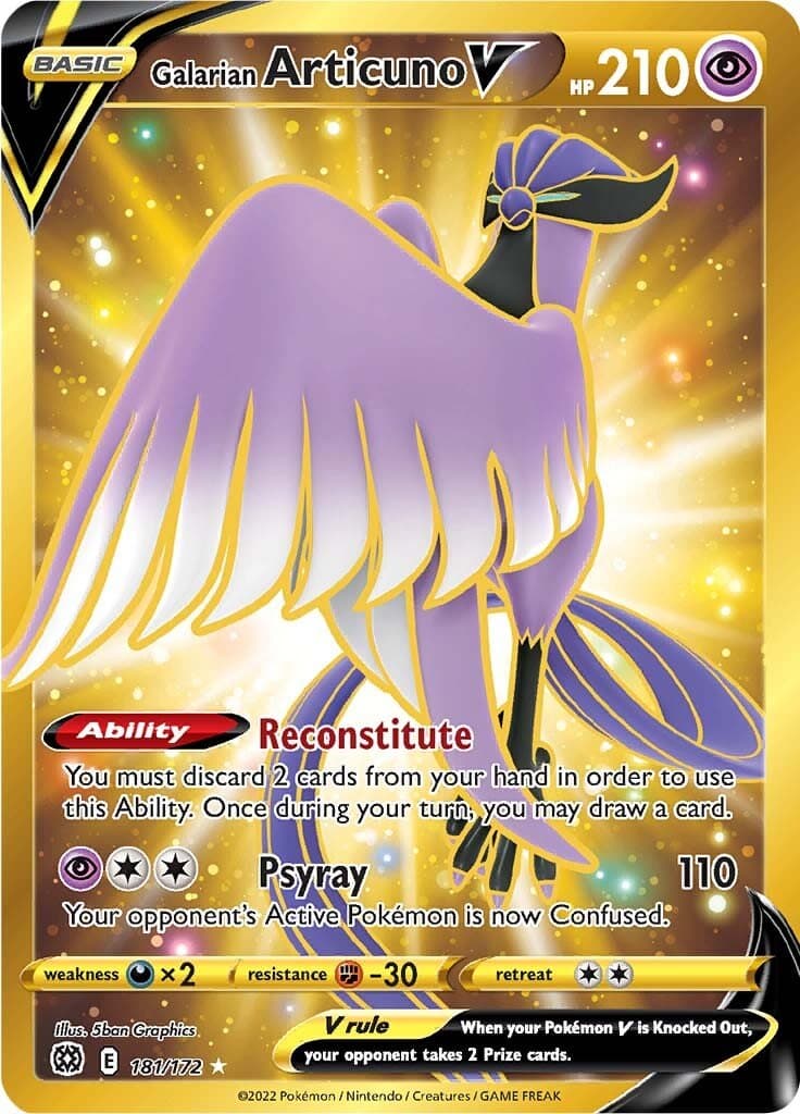 Brilliant Stars Galarian Articuno V Gold 181