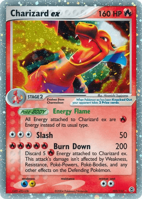 Charizard ex holofoil card from the FireRed & LeafGreen expansion