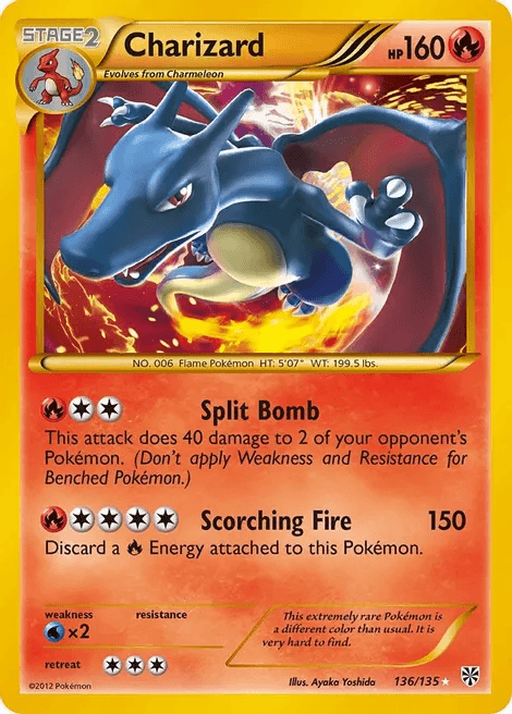 Charizard Secret Rare holofoil card from the Plasma Storm expansion