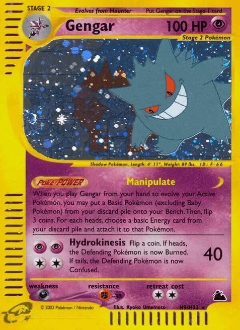 Gengar H9 holofoil card from the Skyridge set, the last Pokémon TCG expansion produced by Wizards of the Coast