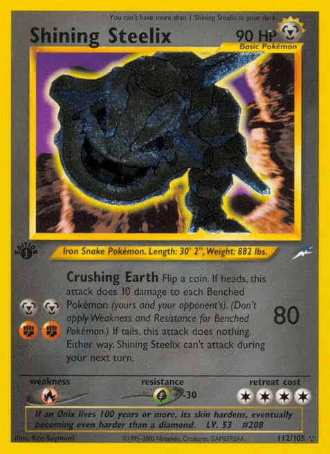 Shining Steelix first edition holofoil card from the Neo Destiny expansion