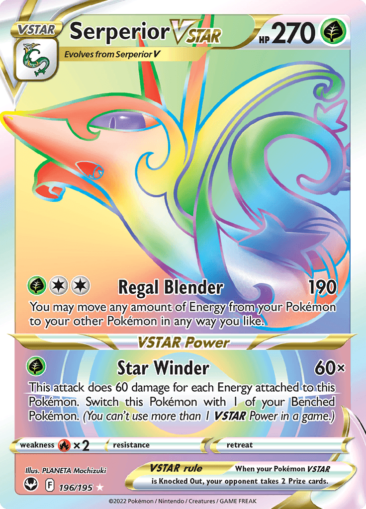Silver Tempest Rainbow Secret Serperior VSTAR 196