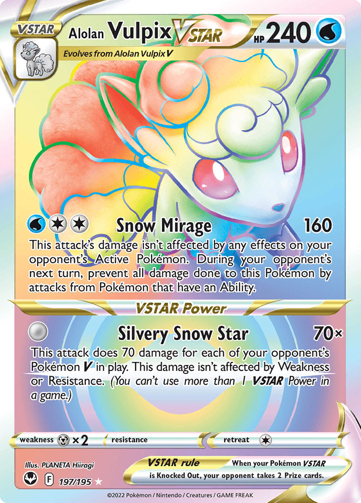 Silver Tempest Rainbow Secret Alolan Vulpix VSTAR 197