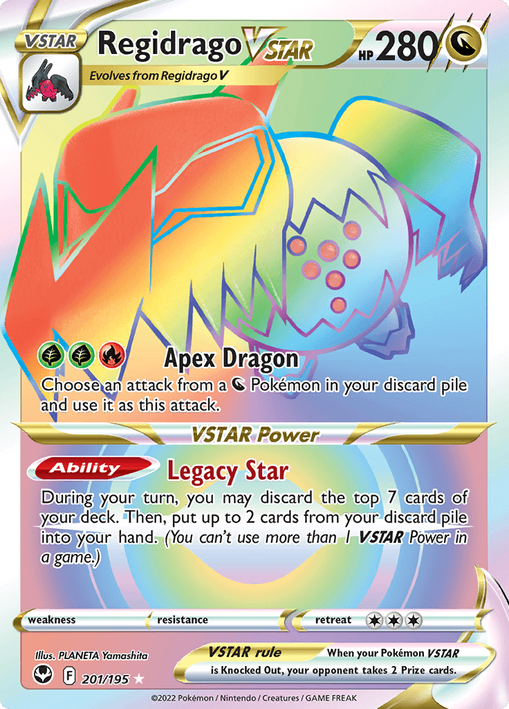 Silver Tempest Rainbow Secret Regidrago VSTAR 201