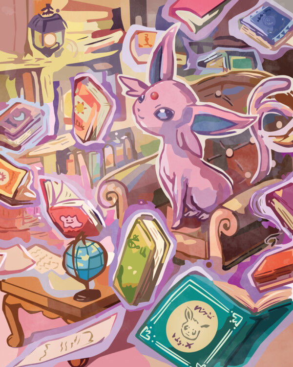 Pokemon Espeon alt art books eeveelutions poster artwork print