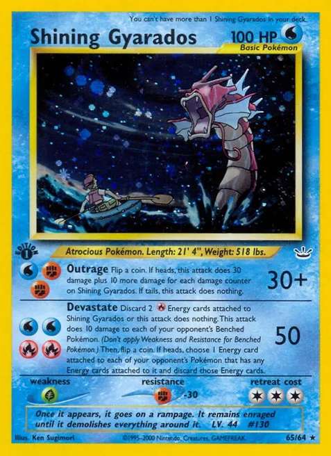 Shining Gyarados - Neo Revelation (N3) card as number 11 on Palette Town's most expensive Pokemon card list of March 2023