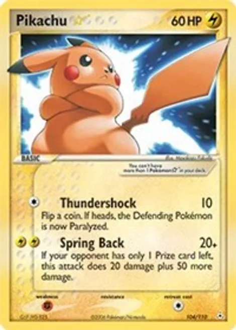 Pikachu Star - Holon Phantoms (HP) card as number 7 on Palette Town's most expensive Pokémon card list of March 2023