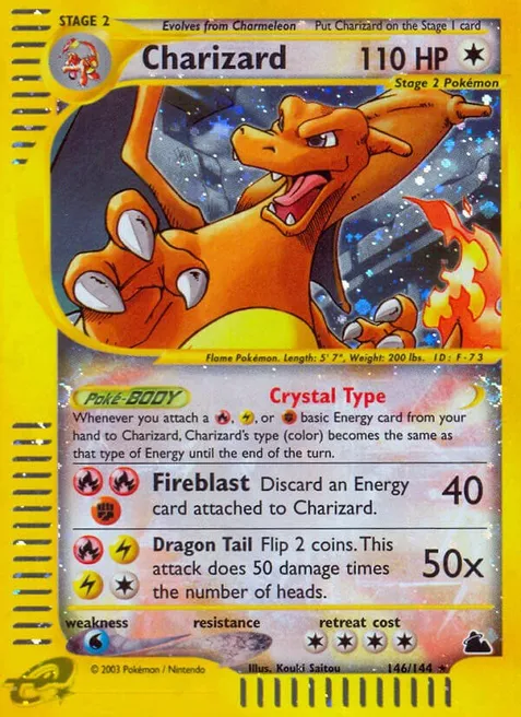 Charizard - Skyridge (SK) card as number 6 on Palette Town's most expensive Pokemon card list of March 2023