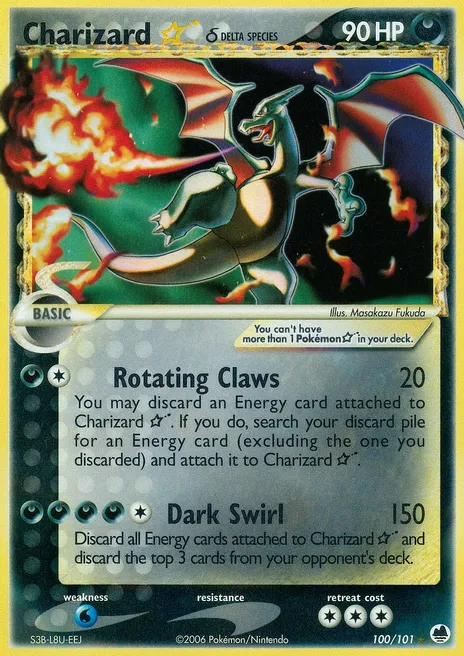 Charizard Star (Delta Species) - Dragon Frontiers (DF) card as #2 on Palette Town's most expensive Pokemon card list of March 2023