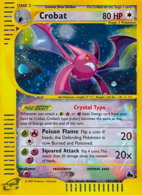 Crobat (147) - Skyridge (SK) card as number 12 on Palette Town's most expensive Pokémon card list of March 2023